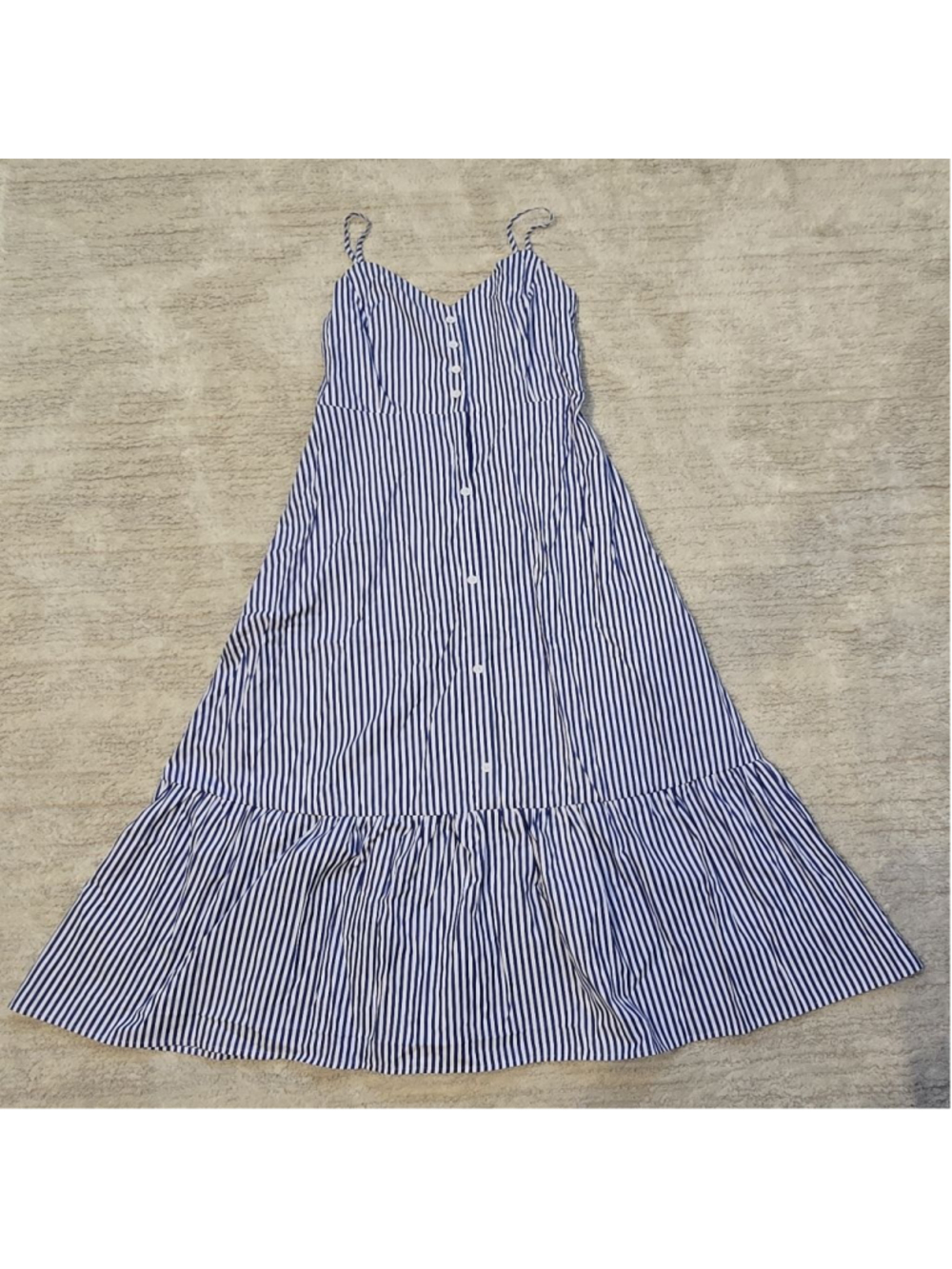Women's CHICME Blue White Striped Maxi Dress L